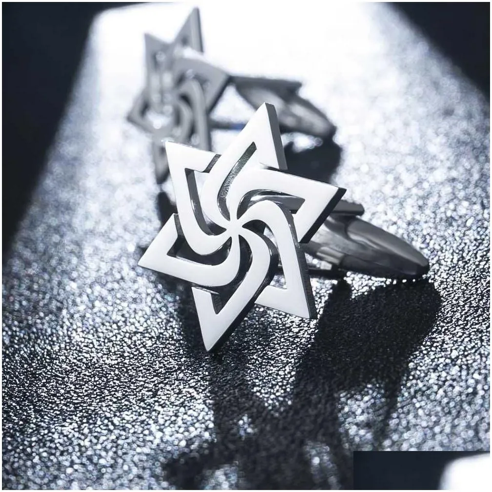 Gemelli stella a spirale da uomo in acciaio inox stile retro_voghion.com
