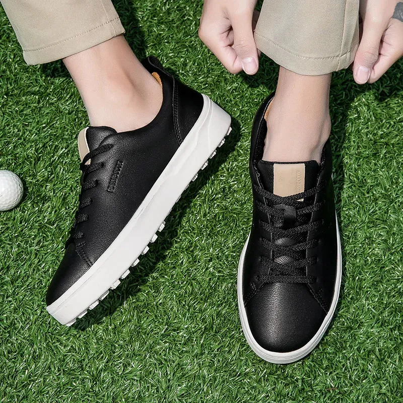 Professionelle Golfschuhe Herren Damen Outdoor Leder Sneakers für männliche und weibliche Golfer Schwarz Braun Mode Weich 241213_voghion.com