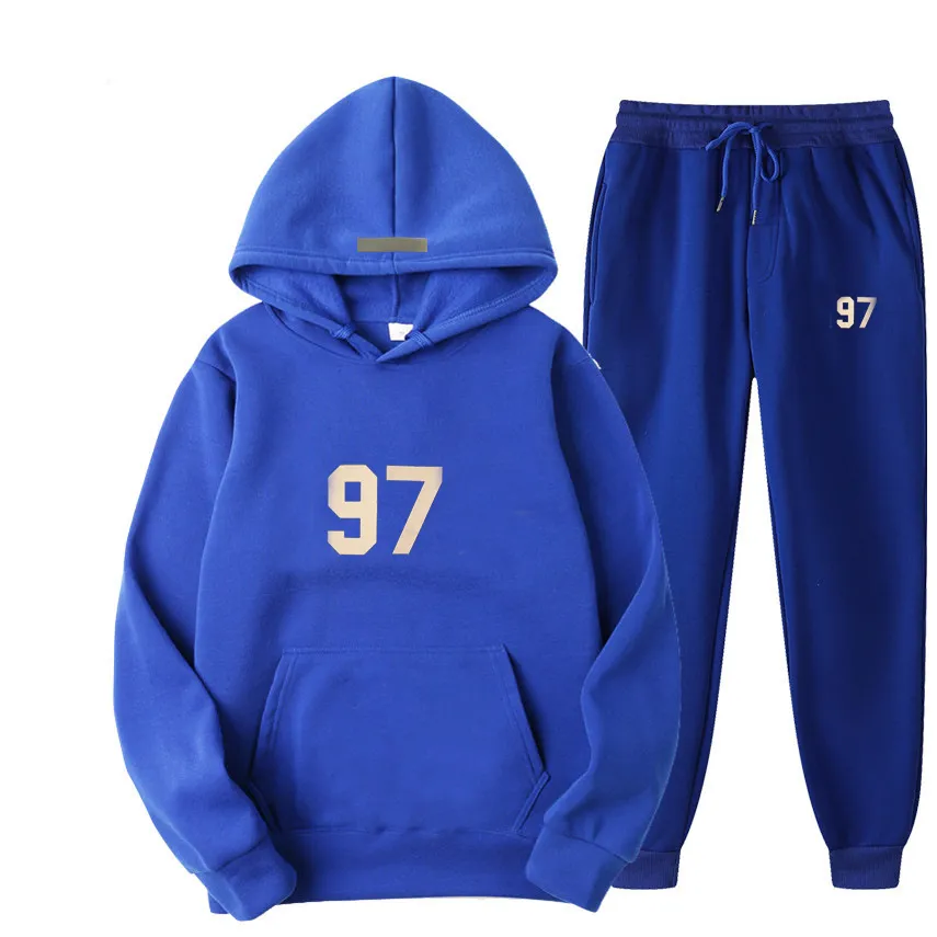 Survêtements pour hommes, ensembles à capuche imprimés, sweats à capuche, pantalons de survêtement, amples, à la mode, 2 pièces, vêtements pour hommes et femmes_voghion.com