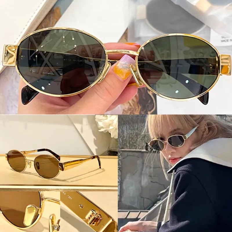 MINI Occhiali da sole ovali con montatura in metallo firmati 40235 alla moda da donna e uomo, protezione dalle radiazioni UV400, proteggono gli occhi_voghion.com