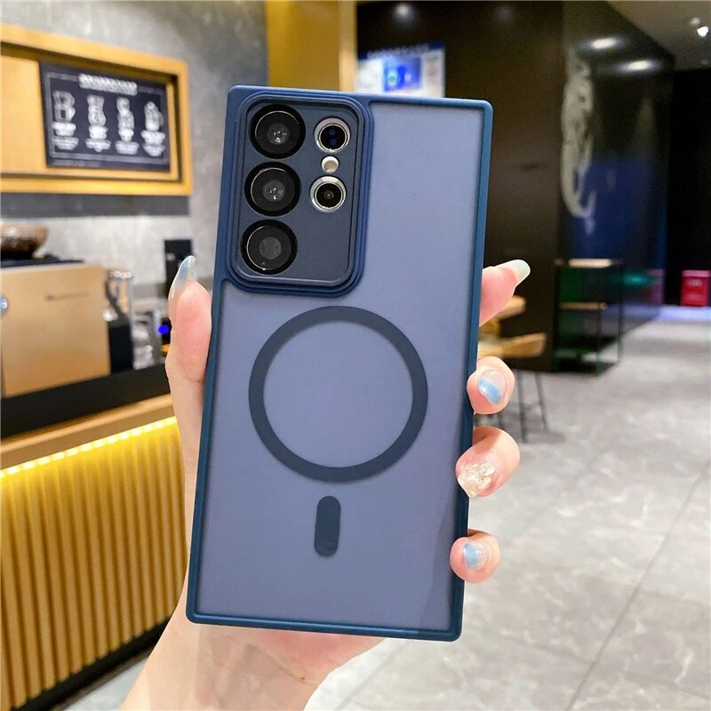 Magnetic Matte Translucent Shockproof Case For Samsung Galaxy_voghion.com