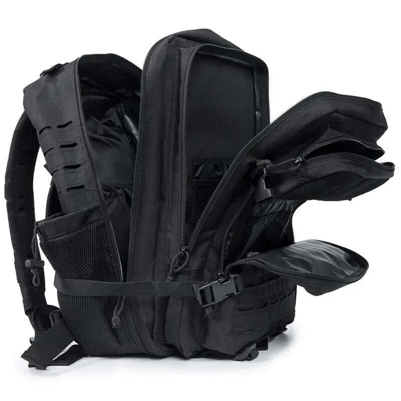 Zaino tattico da 25L/45L per donna/uomo, per sopravvivenza all'aperto, con taglio laser, Molle, per escursionismo, scuola, palestra, zaino con doppia tazza_voghion.com