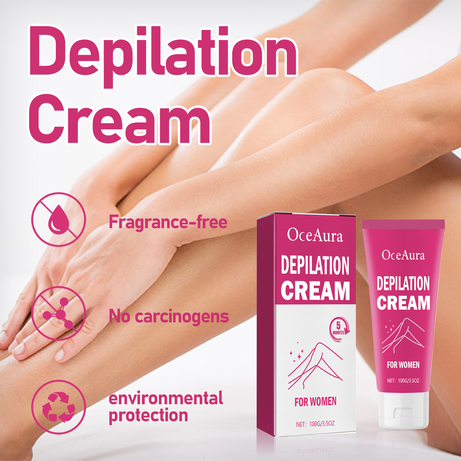 Oce Aura Crema Depilatoria Donna per la rimozione delle ascelle di tutto il corpo, delicata non irritante, detergente e idratante_voghion.com