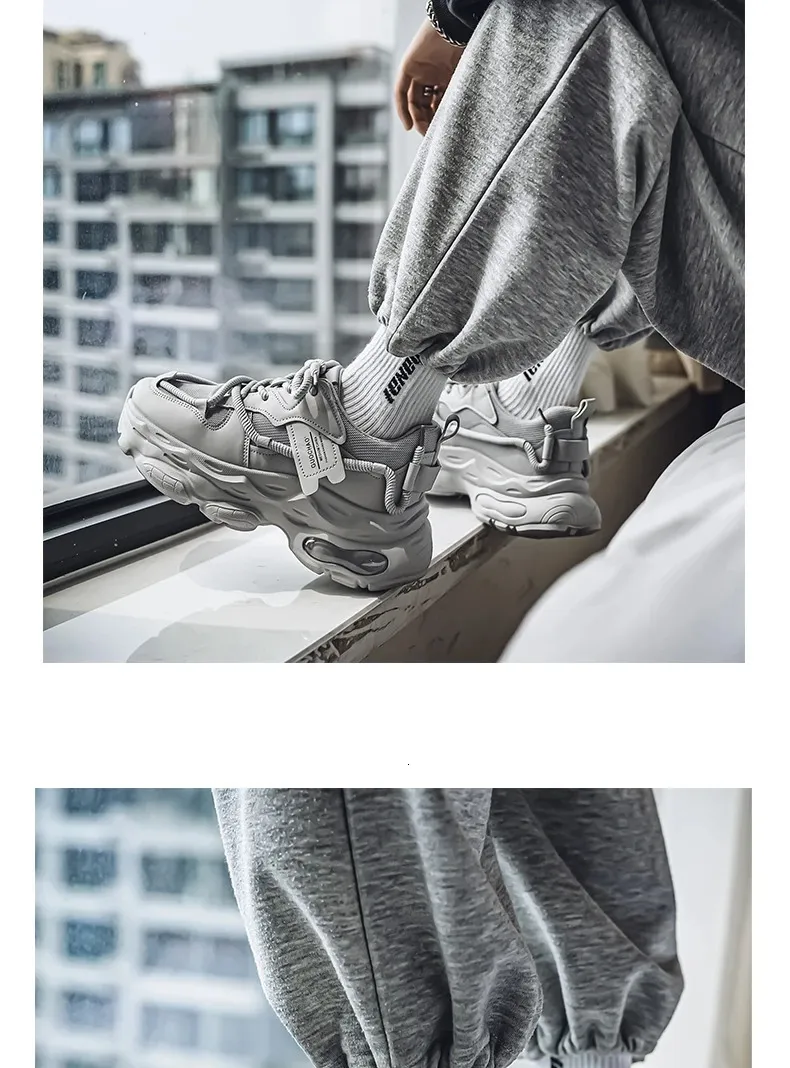 Chunky Platform Running Shoes For Men Anti Slip Breathable Casual_voghion.com