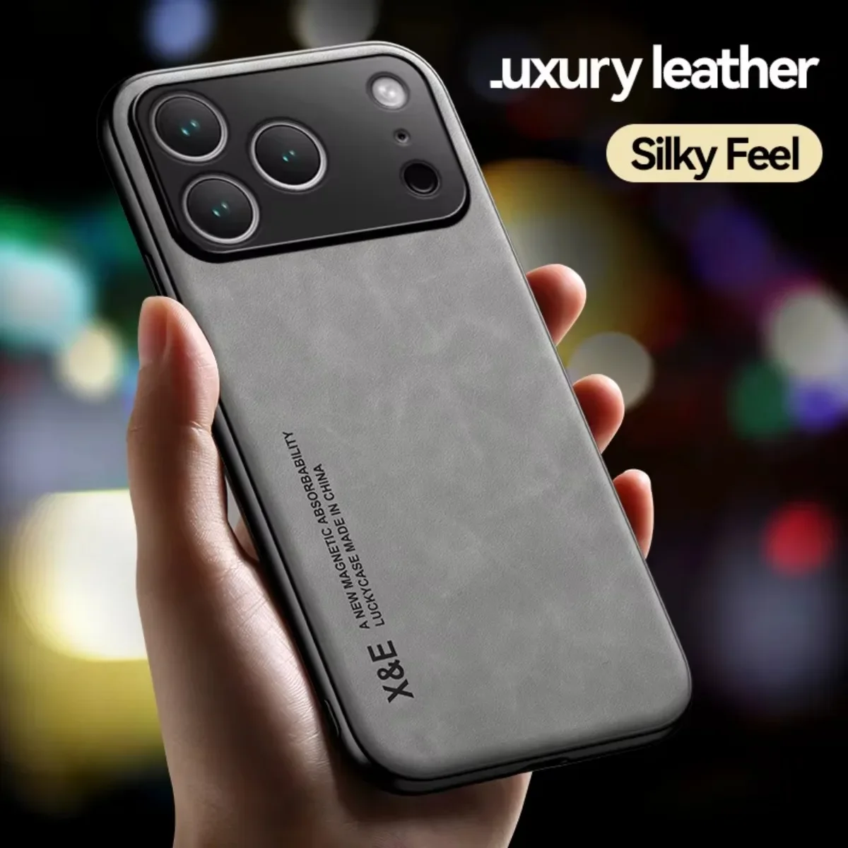 Leder Handyhülle Für Iphone Pro Max Mit Magnetischer Metallplatte_voghion.com