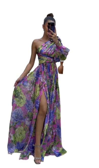 Women's Fashion Floral Dress Long Skirt High-end Floral Skirt_voghion.com