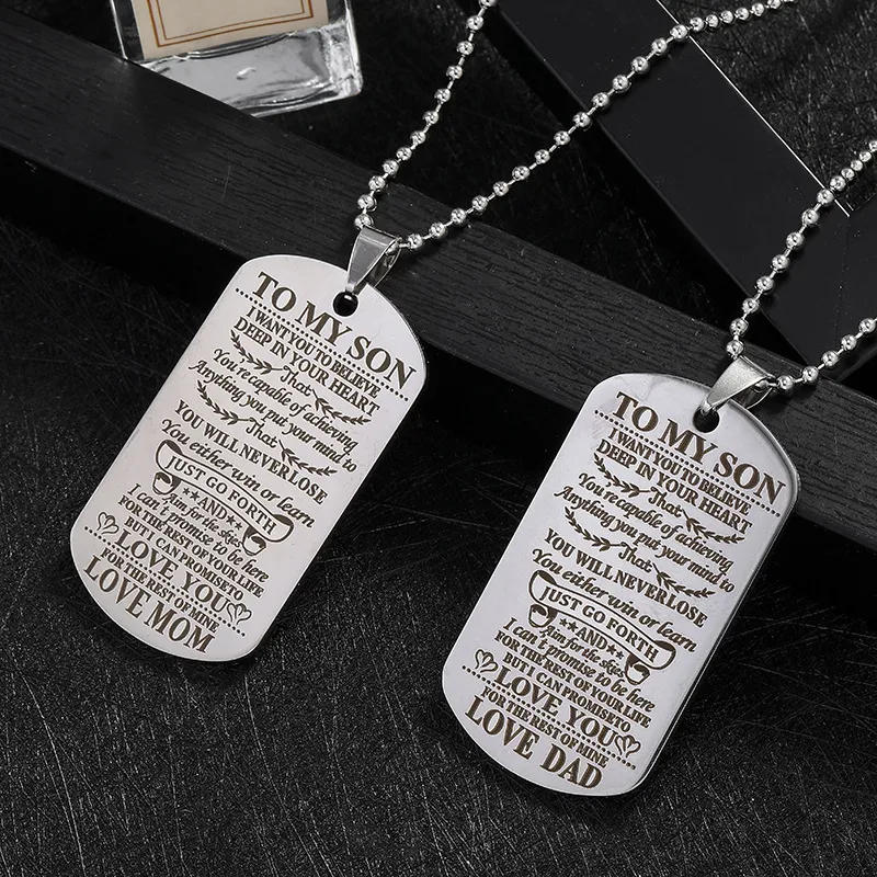 Colar com pingente de placa militar personalizado para filha_voghion.com