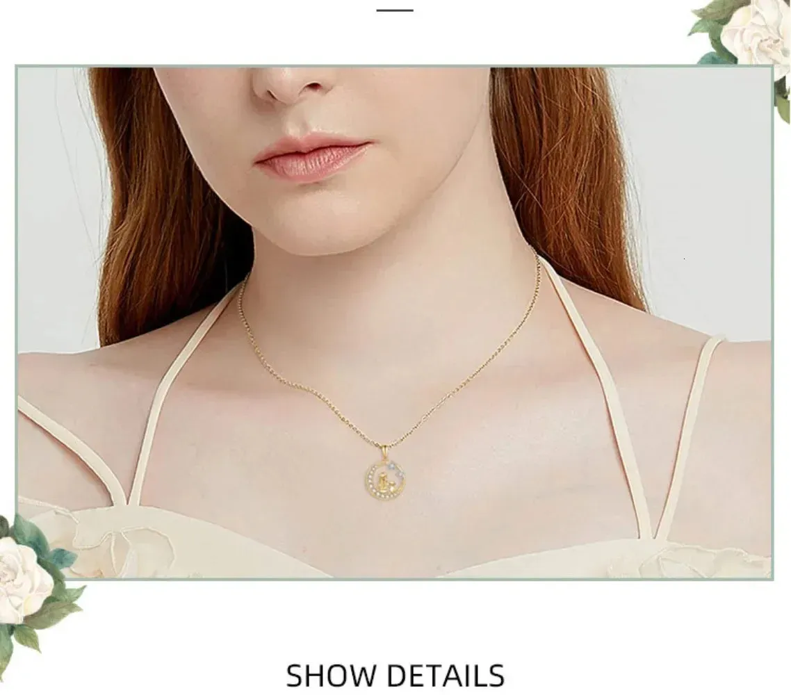 Mom And Baby Zircon Pendant Necklace In Sterling Silver Gold Tone_voghion.com