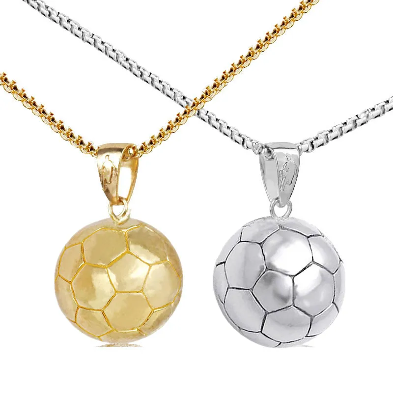 Collane con ciondolo in acciaio al titanio Moda Arrivo Sport Pallone da calcio Calcio Collana Catena a maglie in metallo Uomo Donna_voghion.com