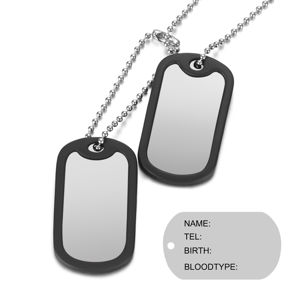 Personalized Stainless Steel Dog Army Tag Custom Engraved Name ID Photo Pendant Necklace Long Chain Military Army Style Jewelry_voghion.com