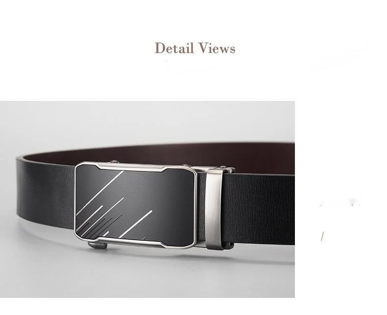 Genuine Leather Men's Automatic Buckle Belt Business Style_voghion.com