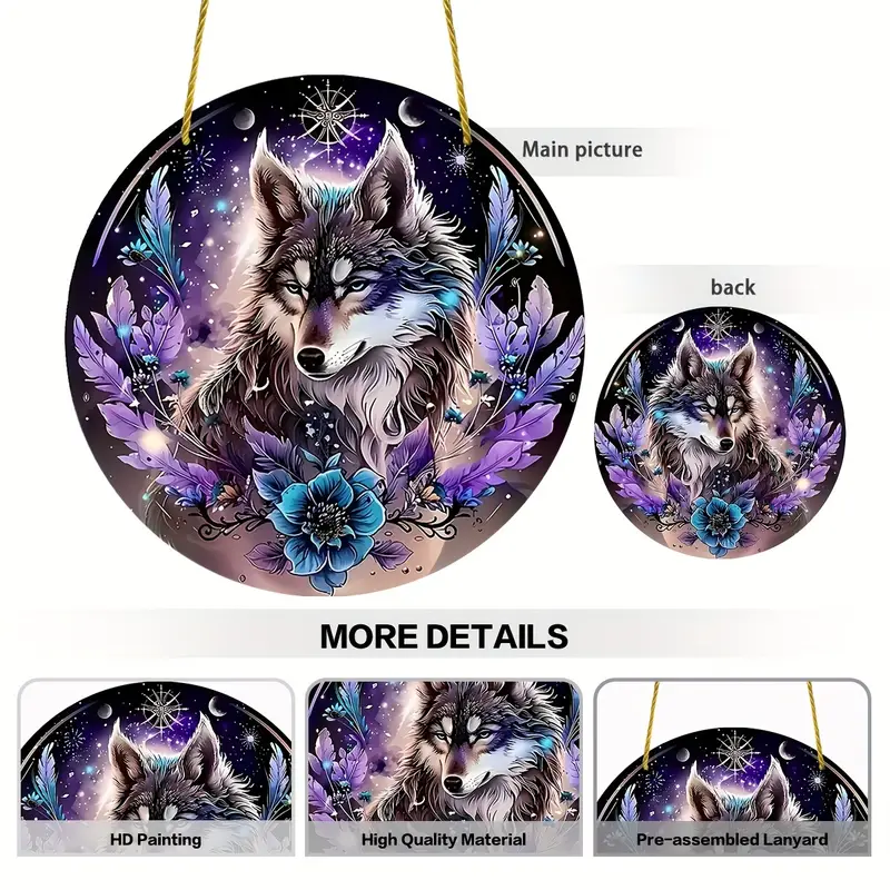 Moonlit Wolf Suncatcher - 8" Mystical Acrylic Art. Enchanted Decor For Living Room Or Fairy Garden Retreat._voghion.com