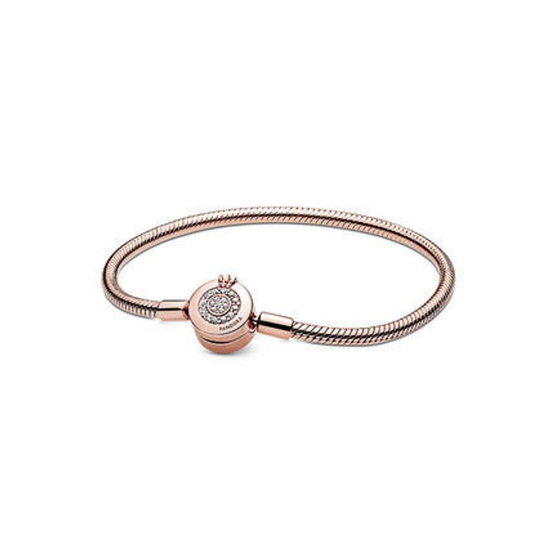 Bracelet S Sterg, même design, plaqué cuivre blanc, couronne de base, perle ronde, boucle, chaîne en os de serpent, femme_voghion.com