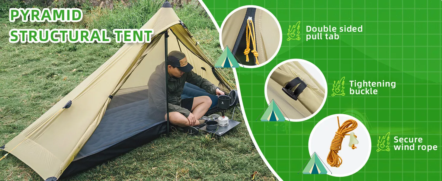 Qunature Trekkingzelt 1-Mann Zelt Ultraleicht Campingzelt Wasserdicht 230*180cm_voghion.com
