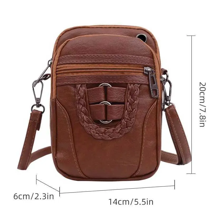 PU Leder Kleine Frauen Schulter Vintage Crossbody Geldbörse Handy Tasche Mode Weiche Handtasche PurseC241021_voghion.com