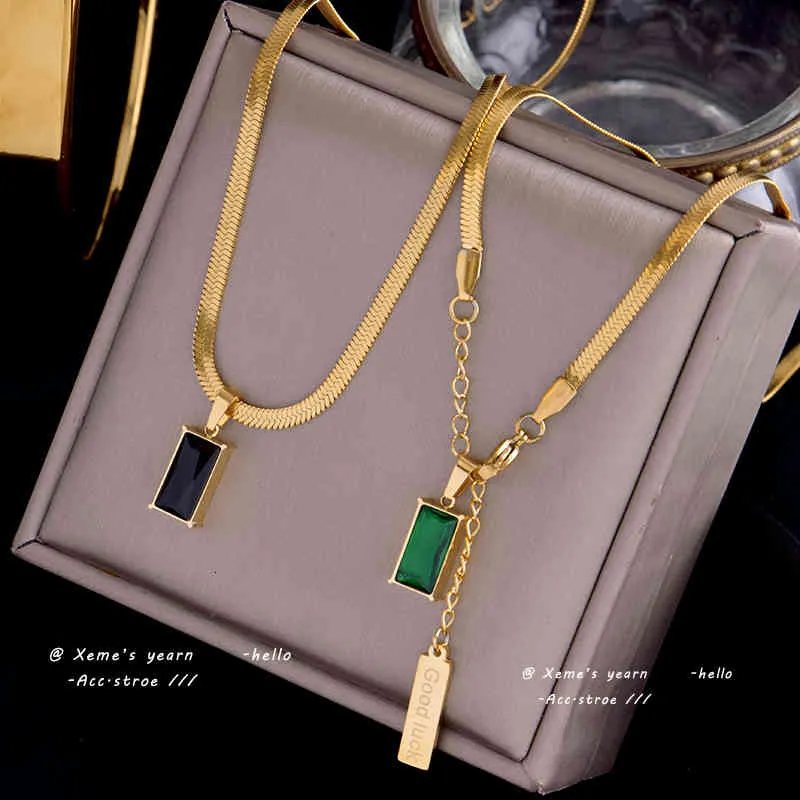 Geometrischer grüner Kristall-Hänger aus Edelstahl, sexy Schlangenknochen-Schmuck, modische Schlüsselanhänger für Frauen_voghion.com