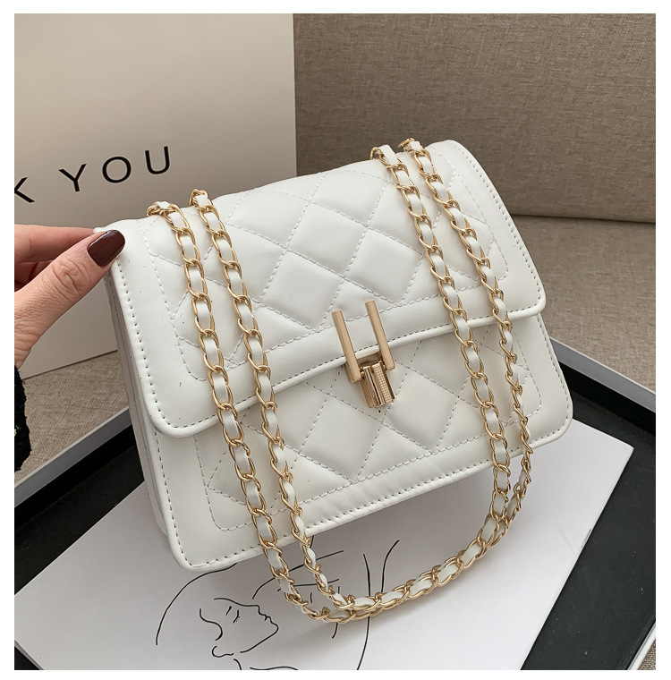 2024 Nuova tendenza Moda Casual Versatile Catena Lingge Borsa a tracolla Piccola borsa quadrata per donna_voghion.com