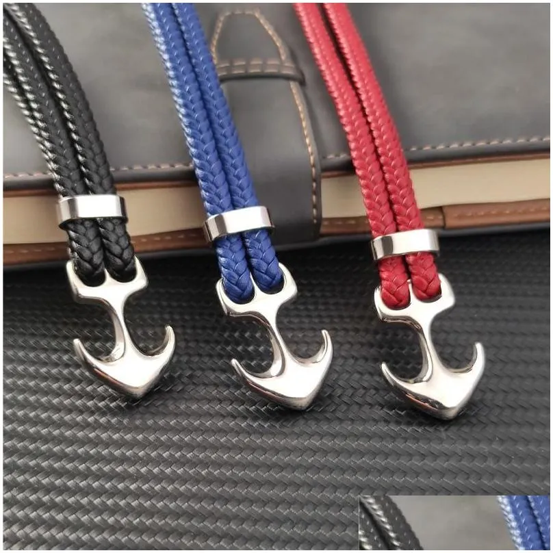 Braccialetti con ciondoli Ancora Acciaio inossidabile Uomo Bracciale in pelle Per amico Compleanno Anno Regalo Braccialetti Gioielli Accessori_voghion.com