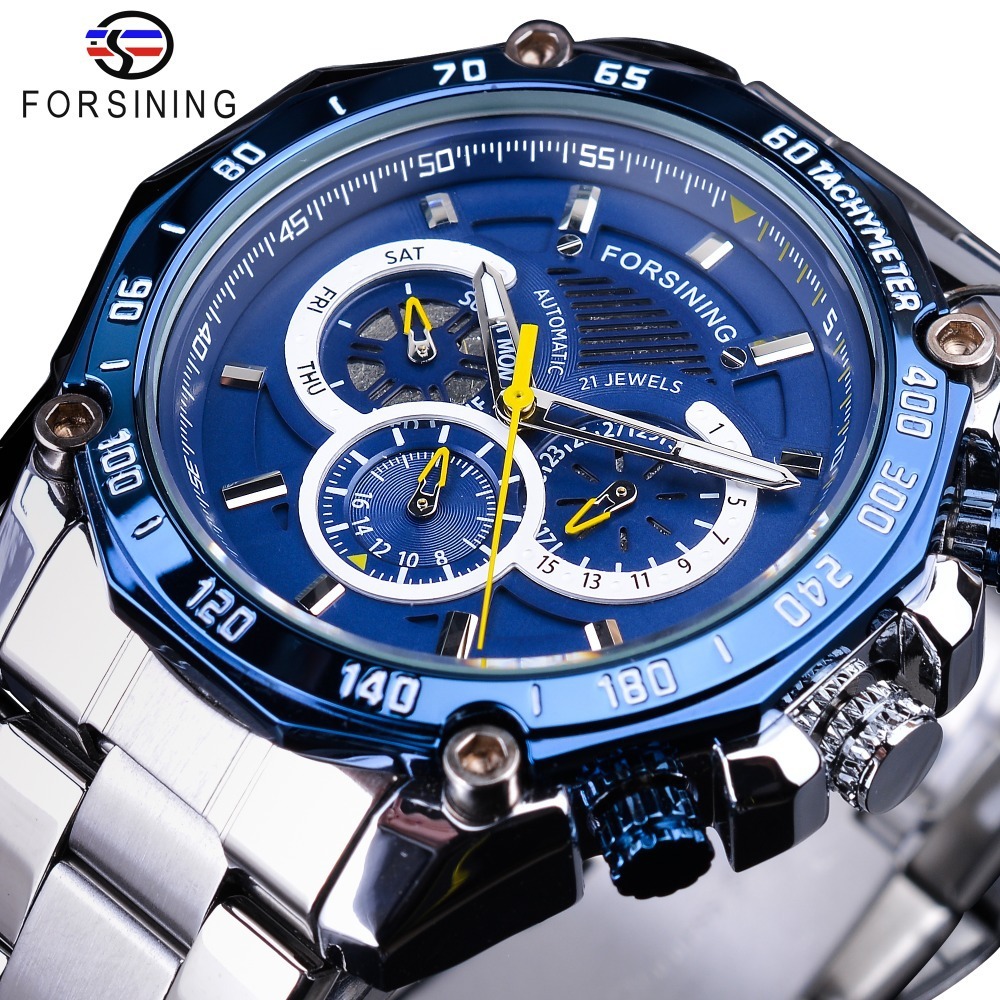 Forsining Originale Herreure Mandlige Luksus Automatisk Mekanisk Ur Herre Vandtæt Full Steel Business Watch_voghion.com