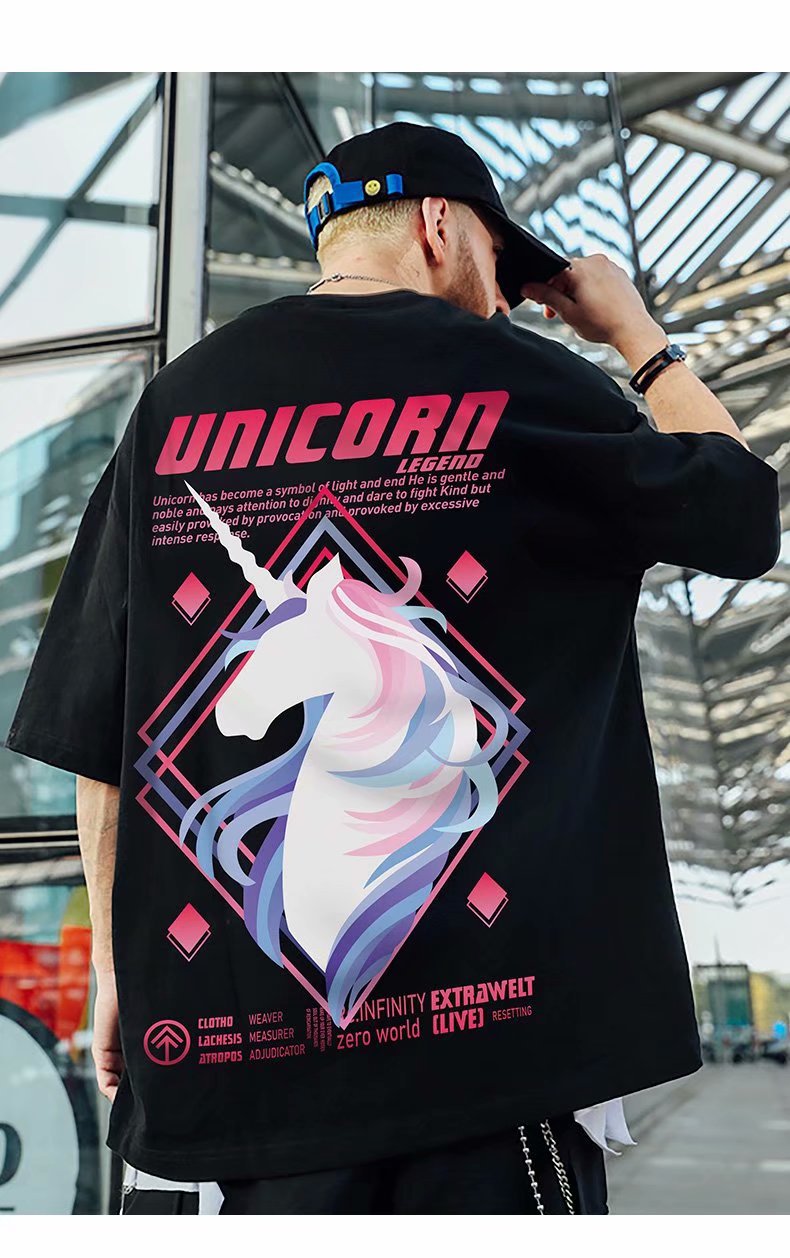 Oversize herr t-shirt china-chic tryck lös passform_voghion.com