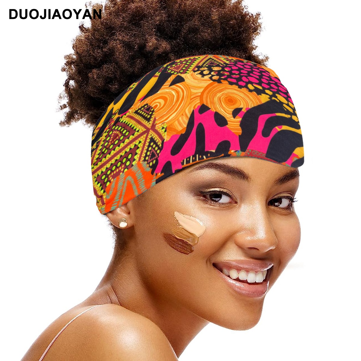 Unisex Knot headband Color matching pattern printed sports headband Fashion polka dot wide edge elastic headband_voghion.com