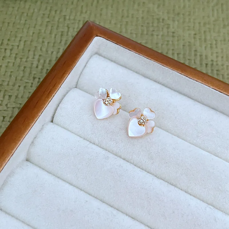 KS Marke Liebe Blume Designer Ohrringe Halsketten Schmuck-Set Frauen Hochzeit Engagement Natur Perlmutt Sailormoon_voghion.com