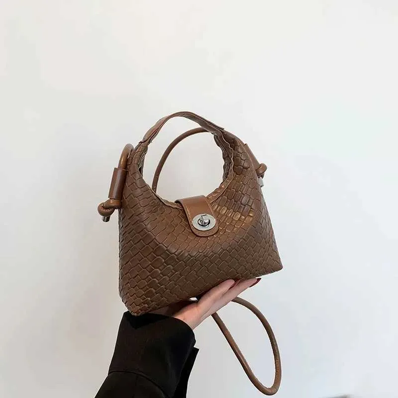 Elegante Geflochtene Pu-leder-eimerhandtasche Als Umhängetasche_voghion.com