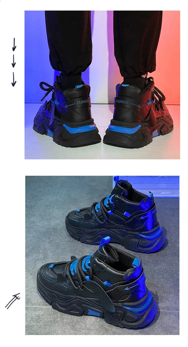 Chunky Dad Sneakers Men Breathable Lace-up Platform Running Shoes_voghion.com