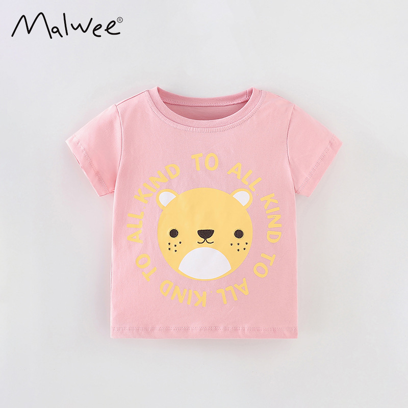 Malwee Meisjes Zomer Tops Nieuwe Europese en Amerikaanse Stijl Casual Ronde Hals Shi Stijlvolle Korte Mouw Kinderkleding_voghion.com