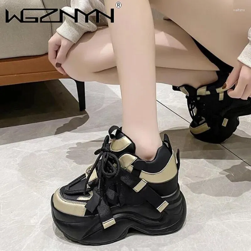 Casual schoenen voor dames, warme, dikke sneakers met 10 cm hak, herfst/winter, dikke zool, gevulkaniseerd, hoog platform, leer voor dames_voghion.com