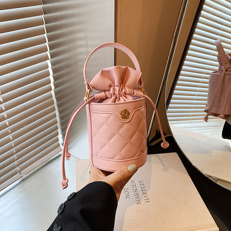 Women's Bucket Bag Camellia Drawstring Small Bucket Children's Mini Cross-body Bag Women's Bag