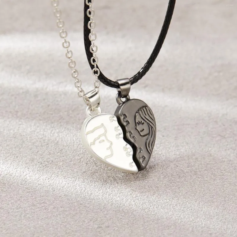 Collane con ciondolo 2 pezzi/paio Catena regolabile Collana coppia Cuore Magnete Attrarre Uomini Donne Gioielli matrimonio San Valentino_voghion.com
