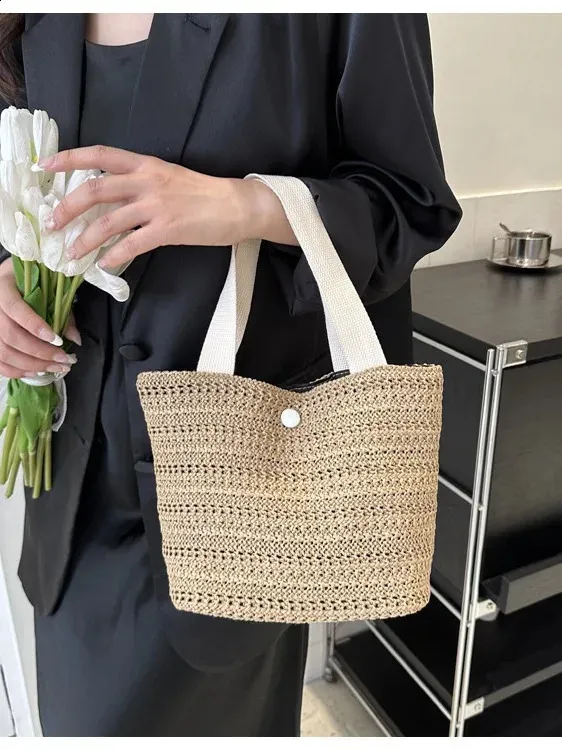Personalisierte Stroh Tragetasche Für Damen Retro Strandhandtasche_voghion.com