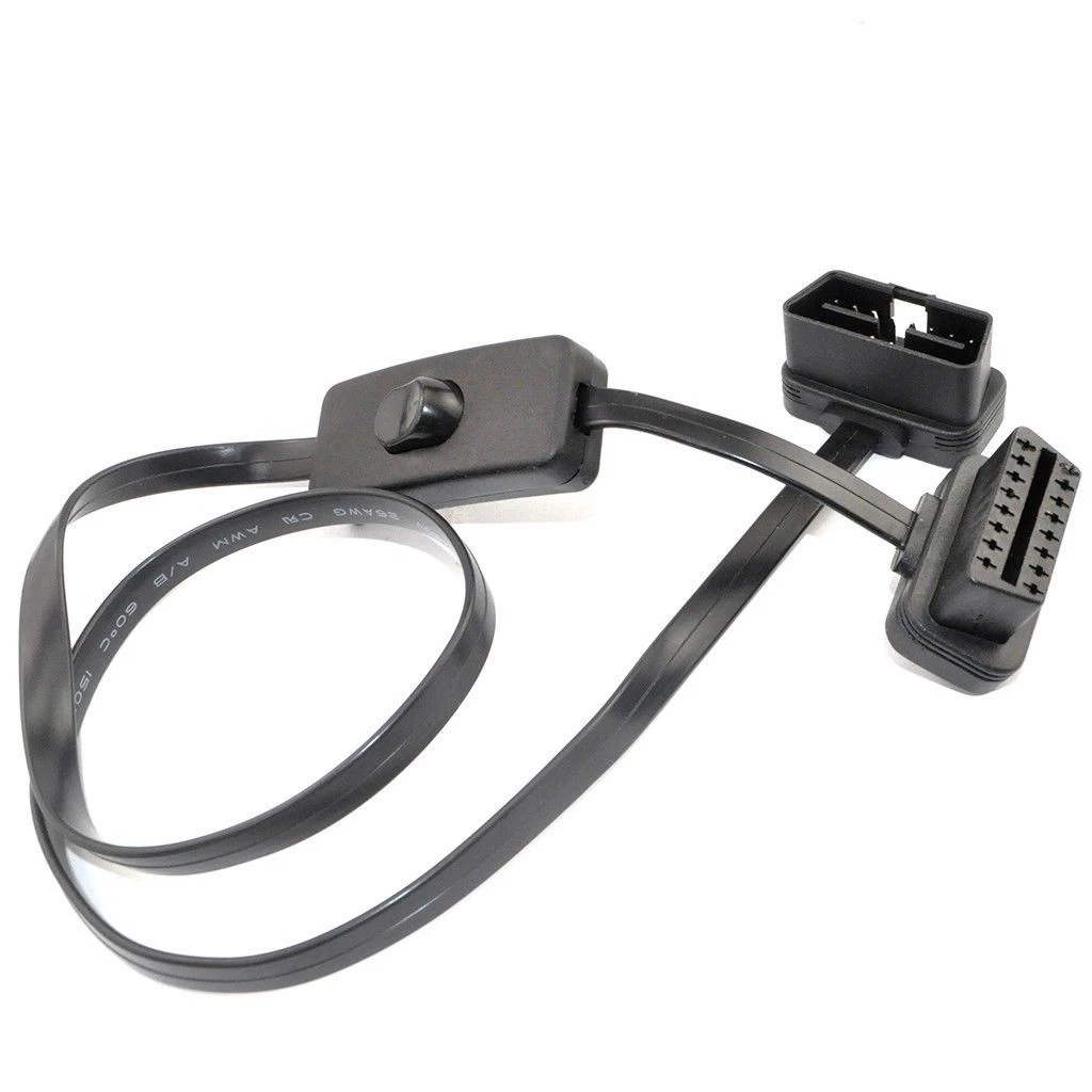 OBD2 II 16-pin Ultra-low Profile Power Switch J1962 M/F Extension Cable -_voghion.com