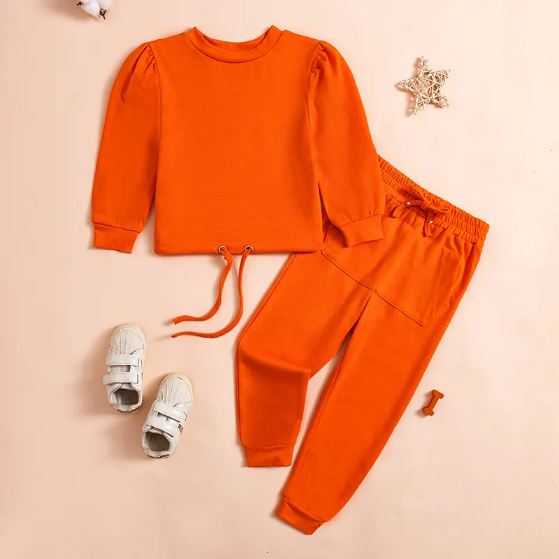 2 Stück Kinder Mädchen Einfarbig Kapuzenpullover & Hosen Set Langarm Aktiv Draussen 1-8 Jahre Herbst Weiß Hellgrün Rosa_voghion.com