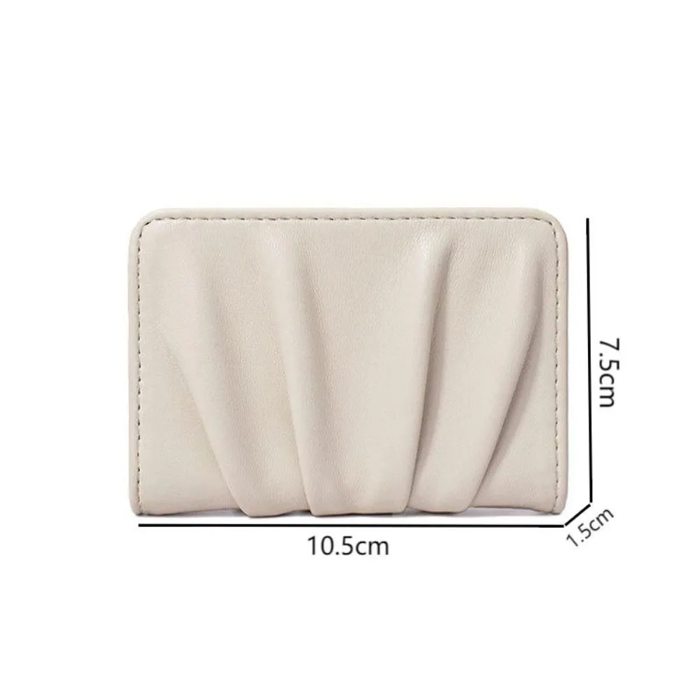 New Wrinkled Bag Anti Thief Solid Color Card Case Ultrathin PU Leather Short Purse Woman_voghion.com