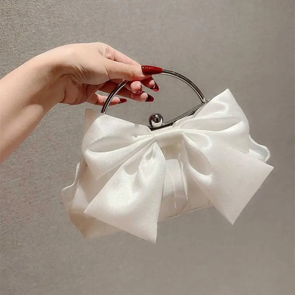 Gyllene siden rosett kväll elegant och trendig bankett clutch kedja axelväska plånbok för kvinnor festväska_voghion.com