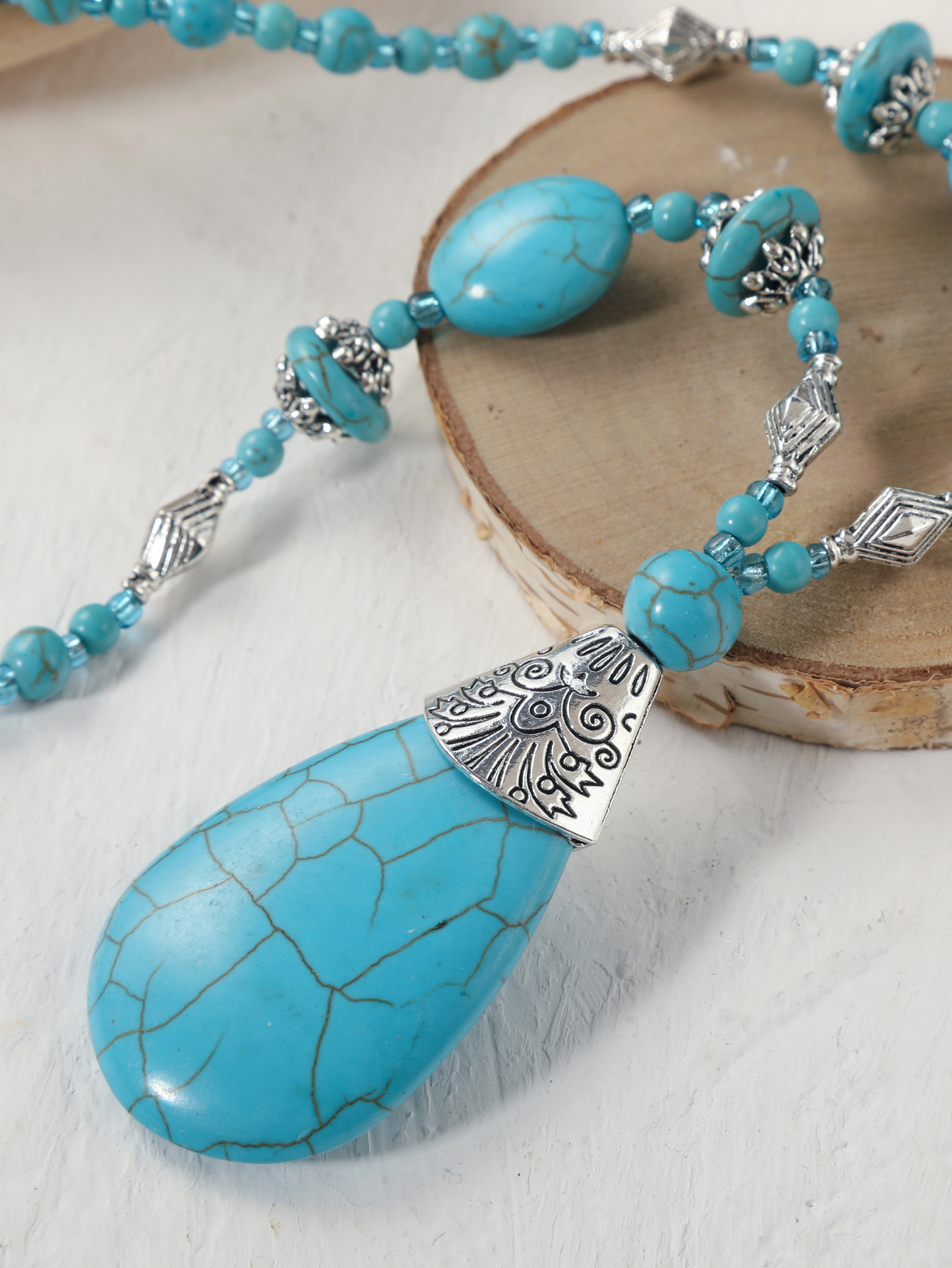 Bohemian Ethnic Wind Türkis Halskette Weibliche_voghion.com