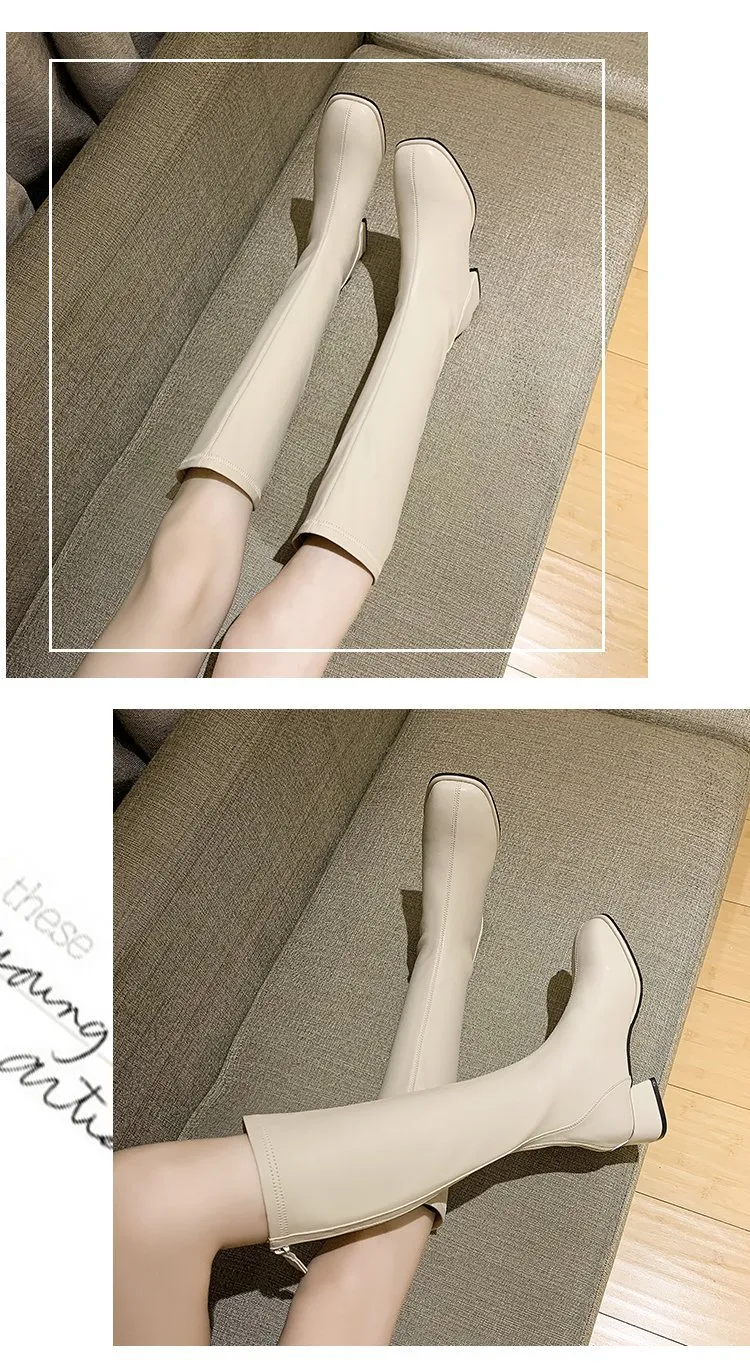 Stivali da cavaliere in pelle con cerniera lunga sul retro, di grandi dimensioni, alti con tacchi spessi, per donna, isolamento in peluche_voghion.com