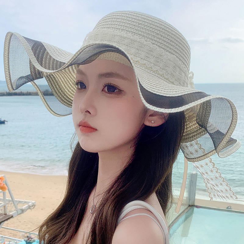 Sombrero de sol mujer ala ancha transpirable estilo japonés playa_voghion.com