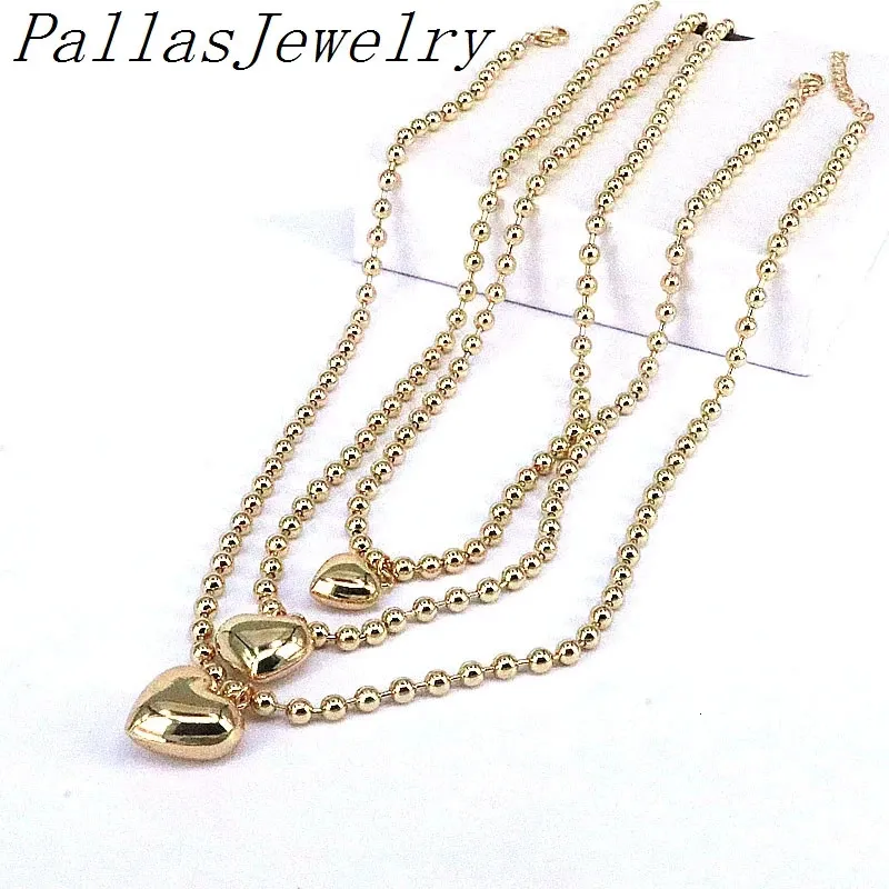 10 pezzi alla moda gioielli placcati cuore ciondolo girocollo oro palla rotonda perline collana catena donne uomini accessori 240710_voghion.com