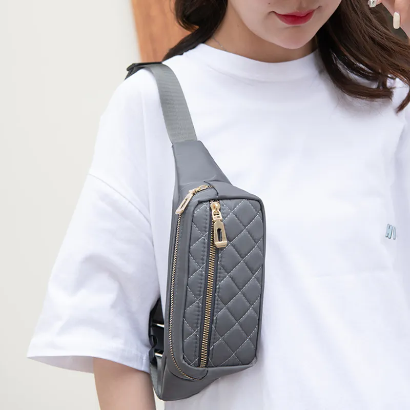 Kadın Ekose Bel Kadın Kanvas Su Geçirmez Kemer Çantaları Tasarımcı Çapraz Askılı Göğüs Çantası Bayan Moda Bel Çantası_voghion.com