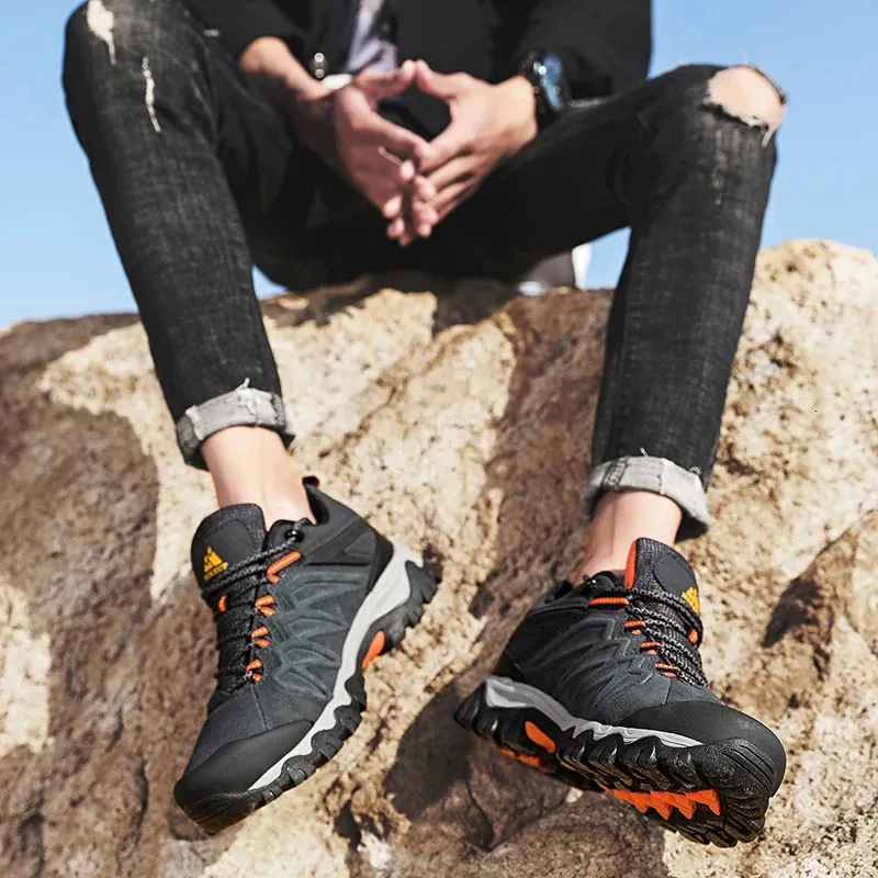Herren Wanderschuhe Aus Leder Trekking Outdoor Kletterschuhe_voghion.com