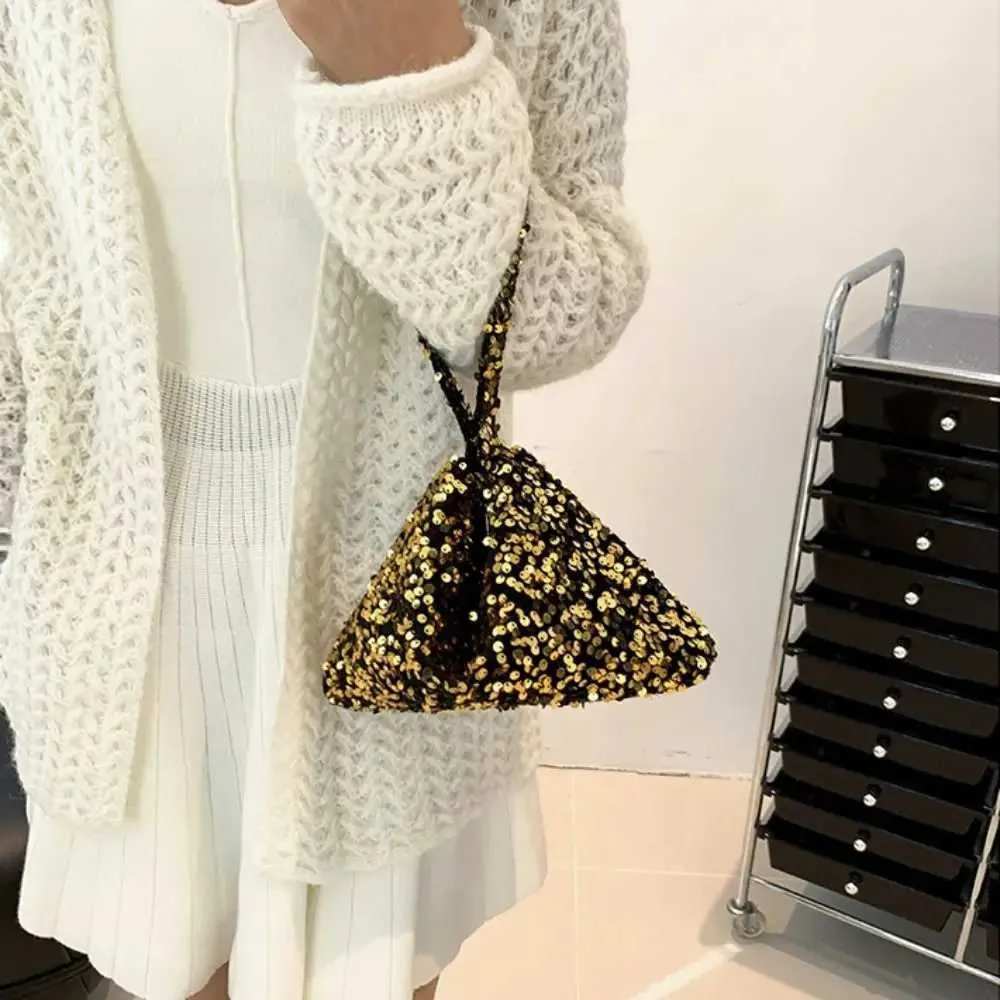 Borsa a tracolla tinta unita alla moda in stile coreano INS da sera, pochette sottobraccio, paillettes, borsa a tracolla da donna C241218_voghion.com