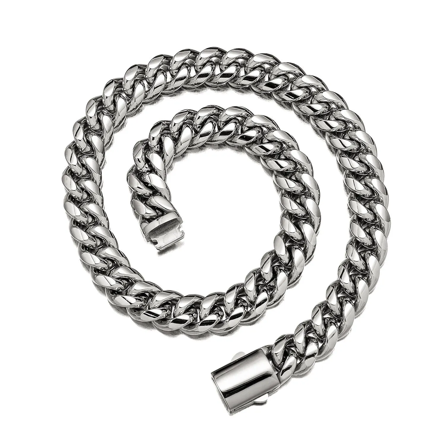 Set collana e bracciale a catena miami cuban placcato oro_voghion.com
