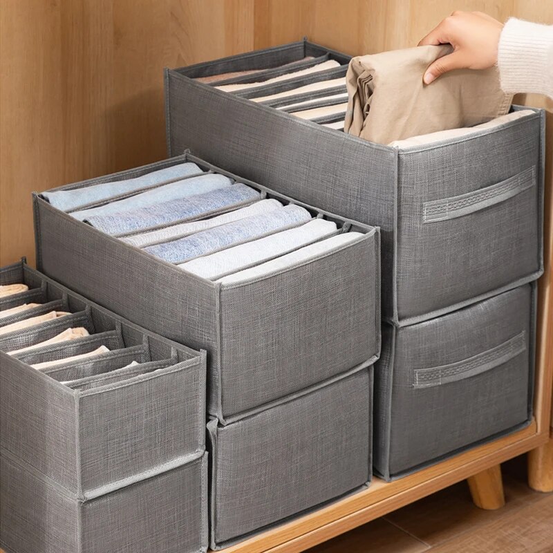 1pc Pants Storage Box, Jeans Divider Storage Box, Wardrobe 9 Grids Storage Basket_voghion.com