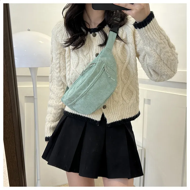 Frauen Taille Cord Student Schulter Handtasche Crossbody Brust Brust Tasche Fanny Pack Mode Telefon Weibliche Bum Gürtel Geldbörse_voghion.com