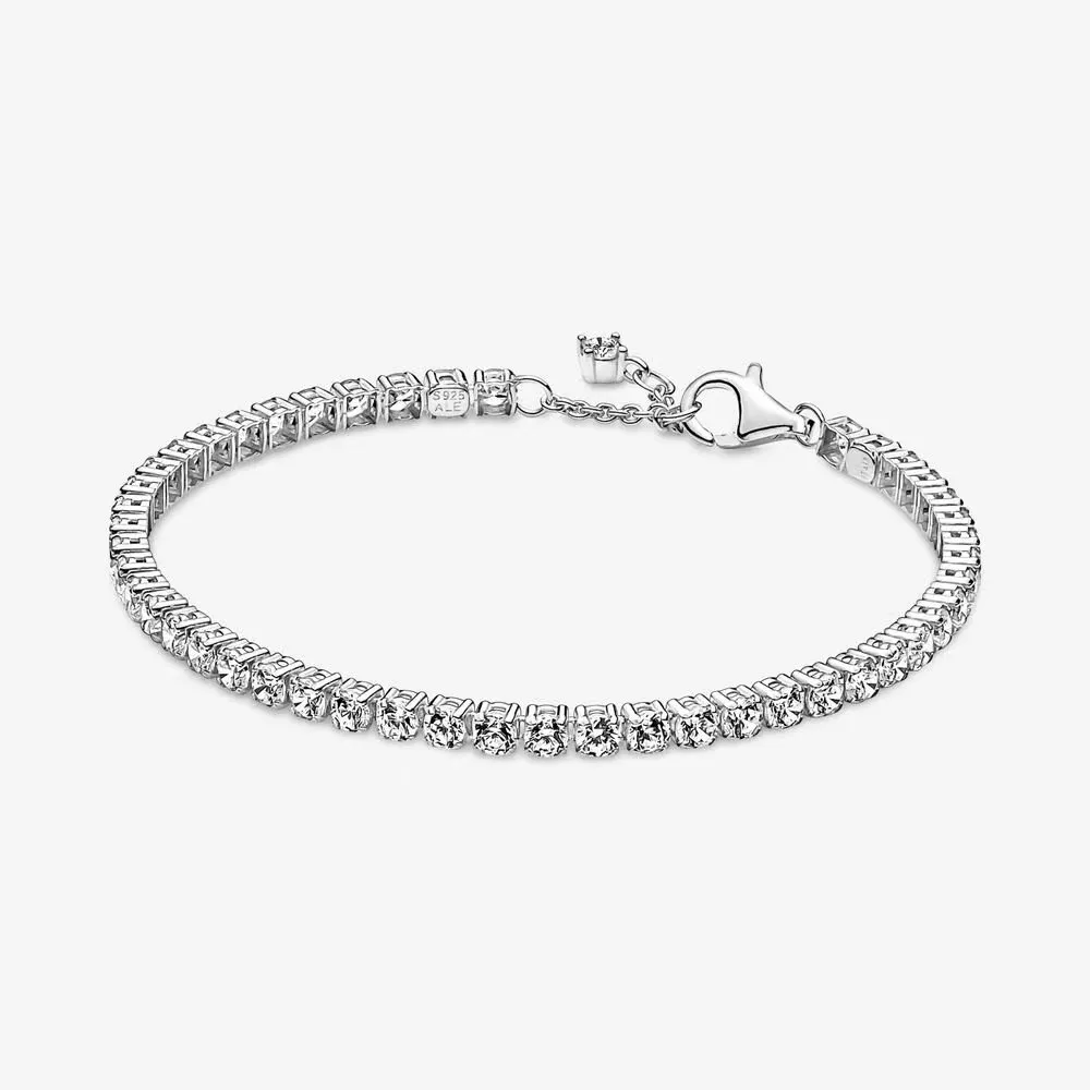 S Sterling Tennis Charm Armbänder für Frauen Mädchen Bling Diamant glänzende Kristall CZ Zirkon Pure Silber Liebe Designer_voghion.com