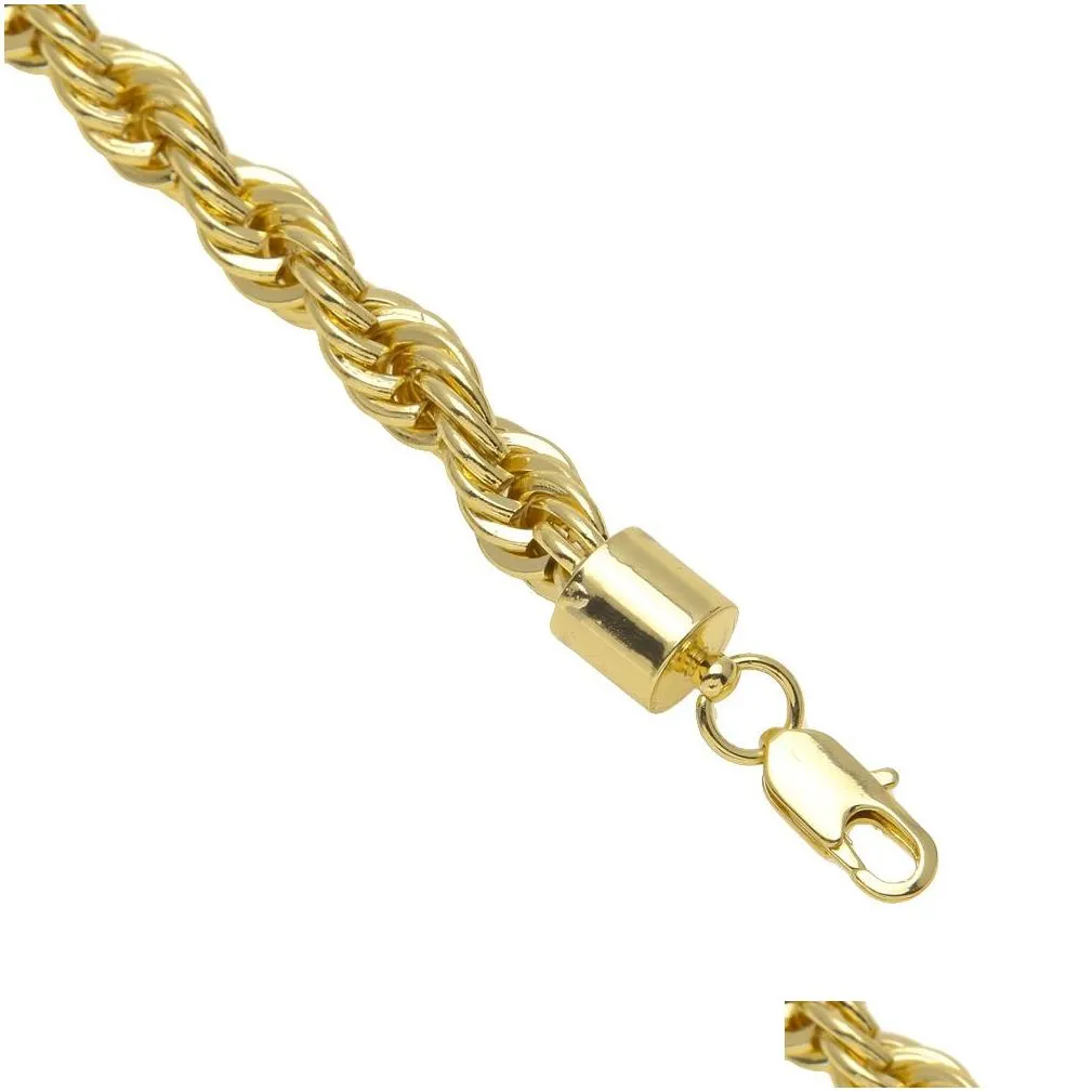 Ketten 10 mm dick, 76 cm langes Seil, verdrehte Kette, vergoldet, Hip Hop, schwere Halskette für Herren, Drop-Lieferung, Schmuck_voghion.com