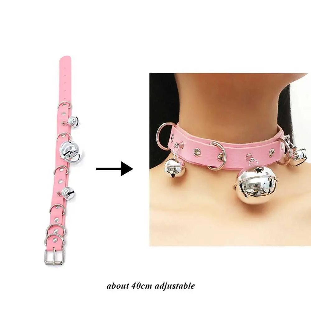Collier ras du cou gothique en cuir avec pendentif rose sexy et tendance pour femme_voghion.com